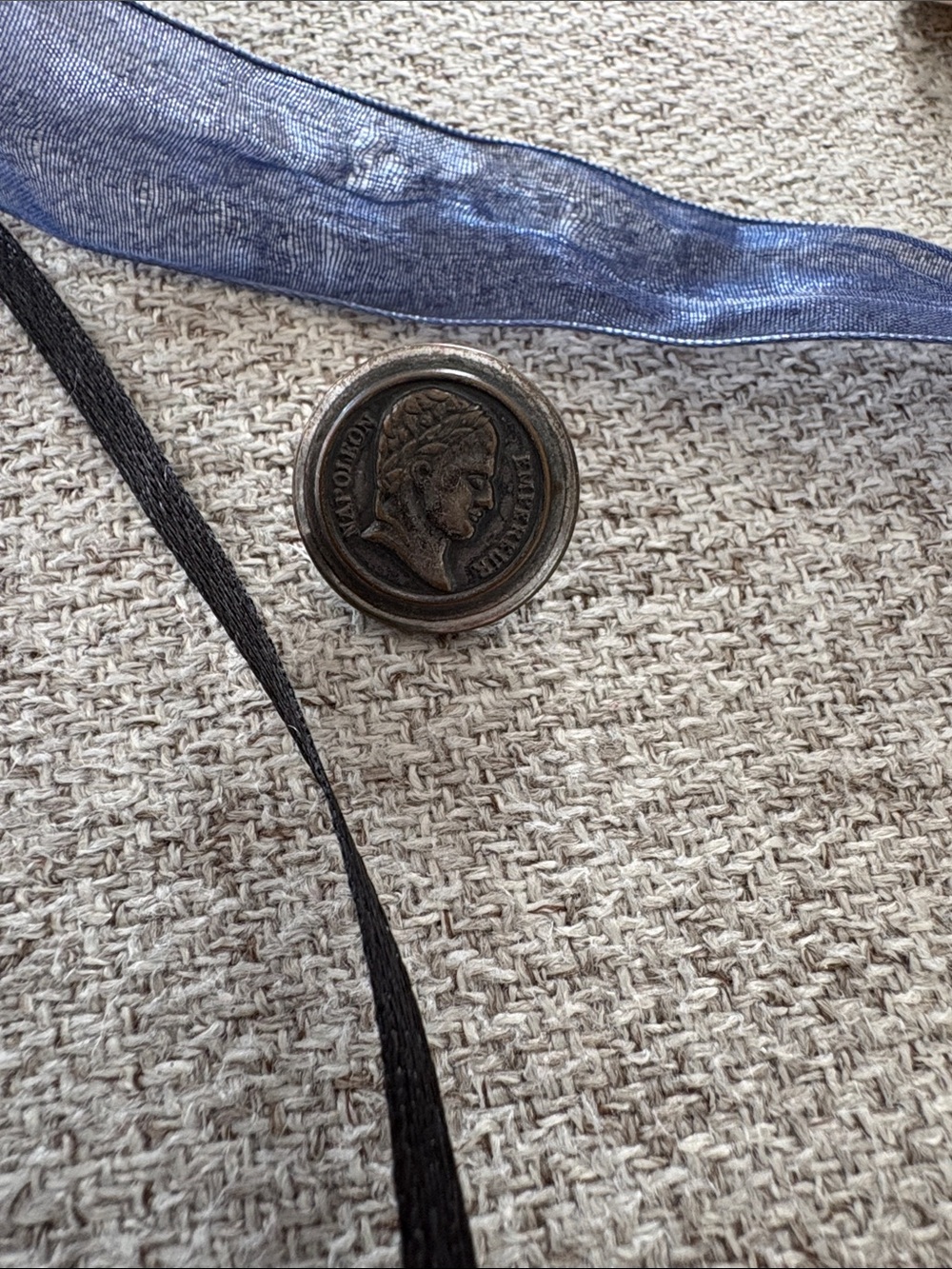 Antique Coin Button Pendant in Antique Silver Tone